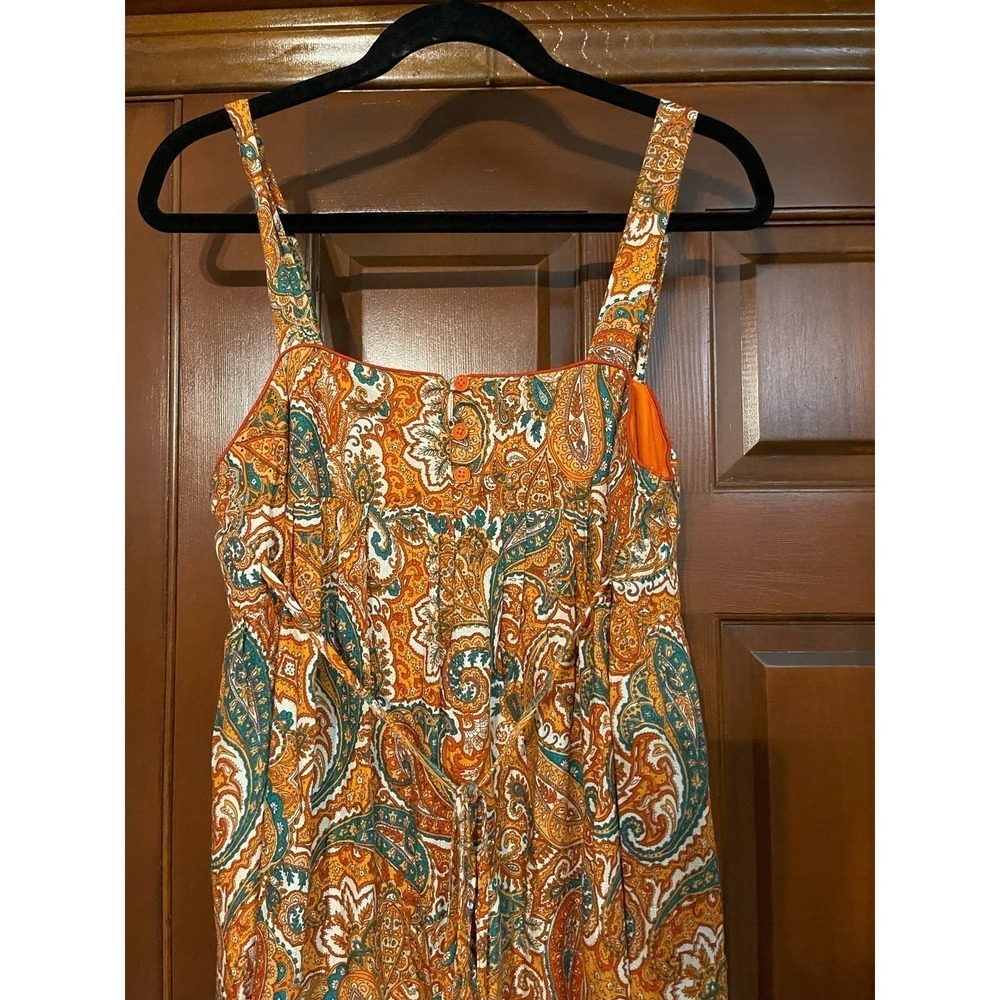 Alejandra Orange Paisley Tiered Maxi Dress In Ivory/Orange Medium - Picture 9 of 10